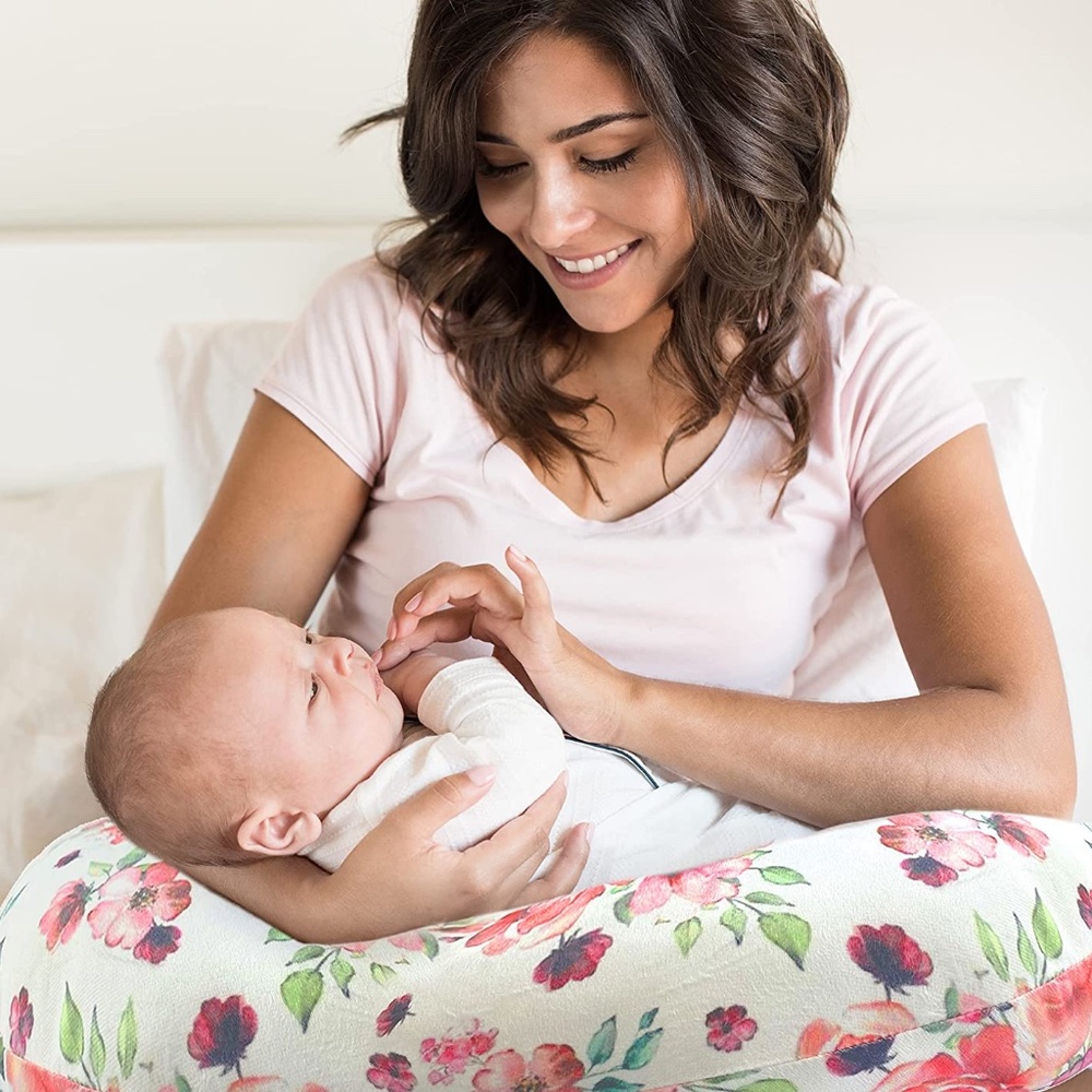 Manhattan Kids Floral Print Nursing Pillow w/ Microfiber Support